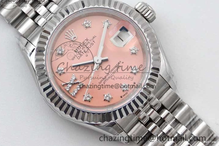MiroTime 0404 HighPerformance Lady DateJust 28 SS TWF 1:1 Best Edition 904L Steel Pink Dial Diam Markers on President Bracelet NH 2179